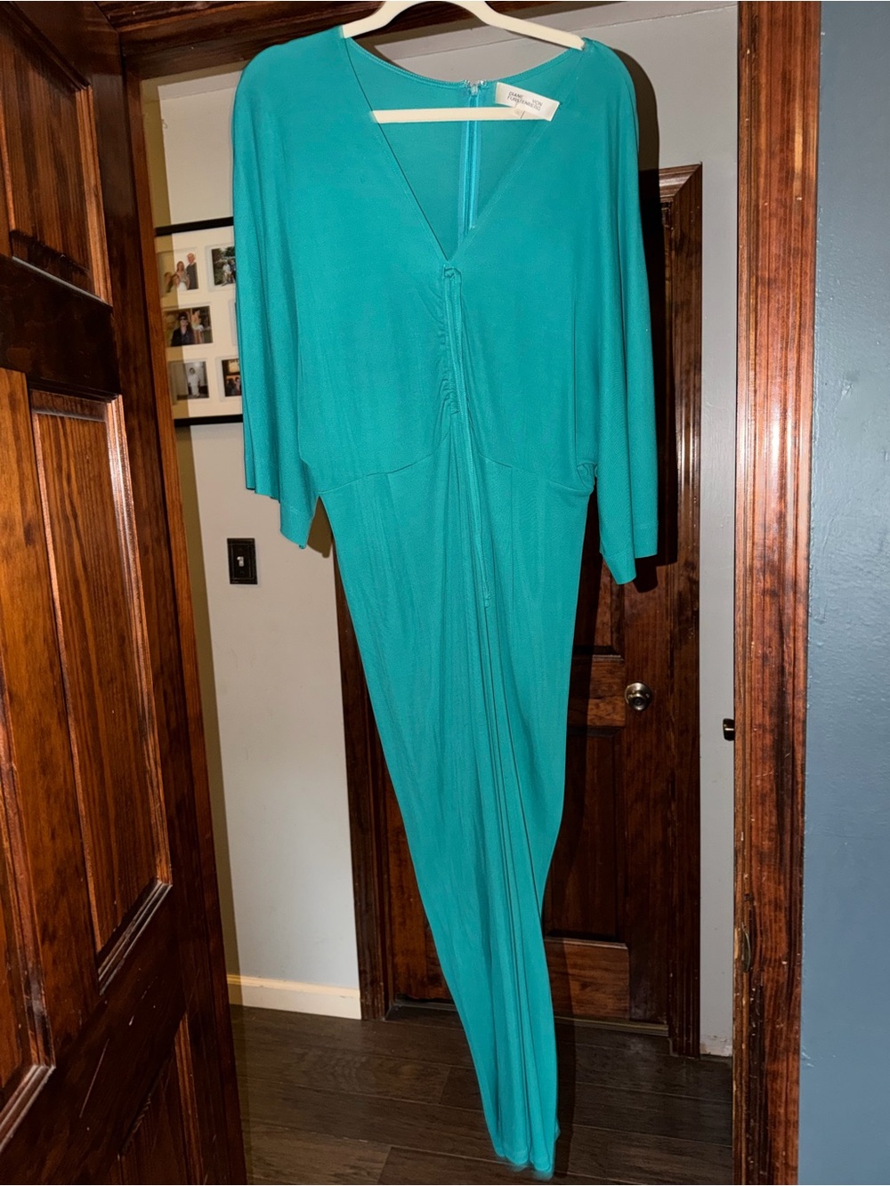 Teal V-Neck Dress